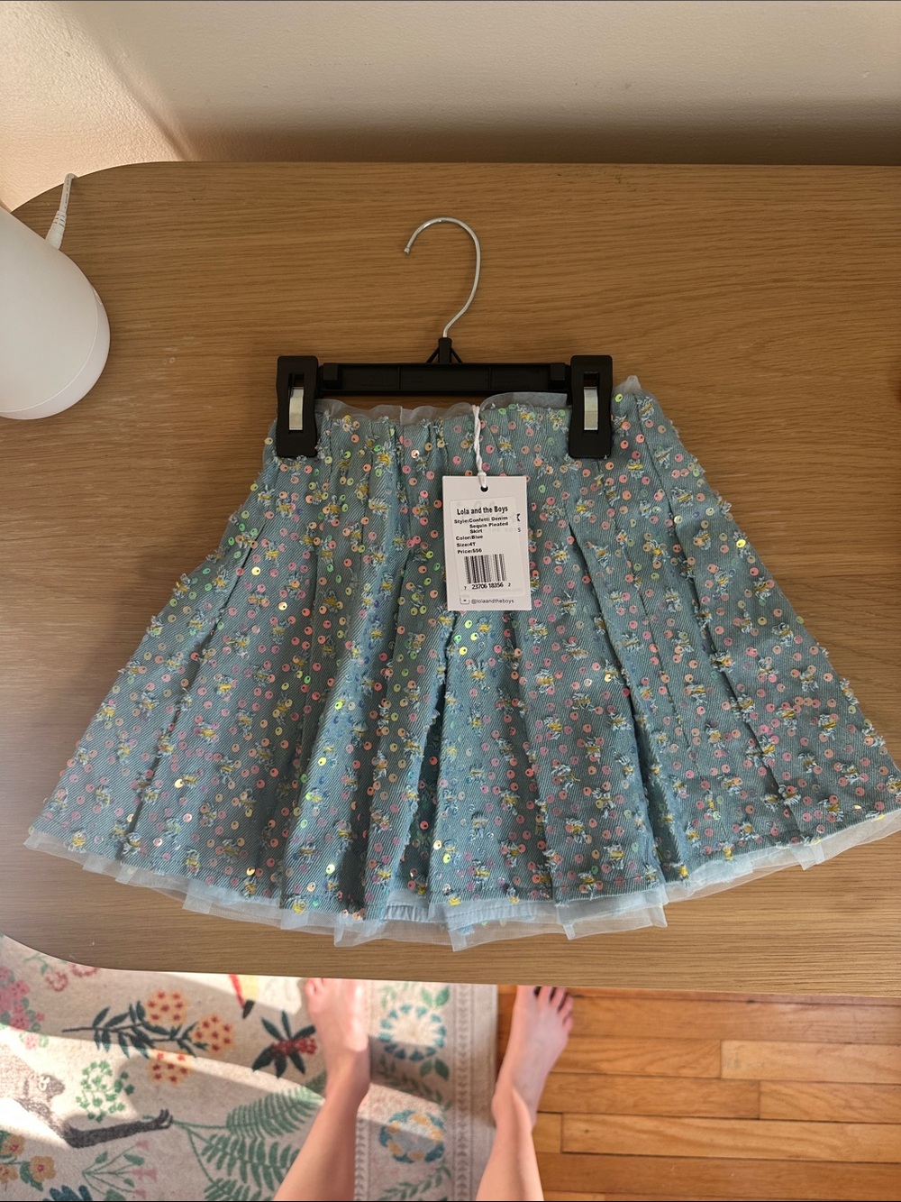 NWT Blue Sequin and Floral Layered Tulle Skirt